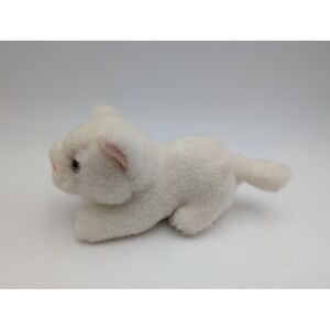 Keenway Plush Cat White Kitten Pink Ears Small Stuffed Animal Toy